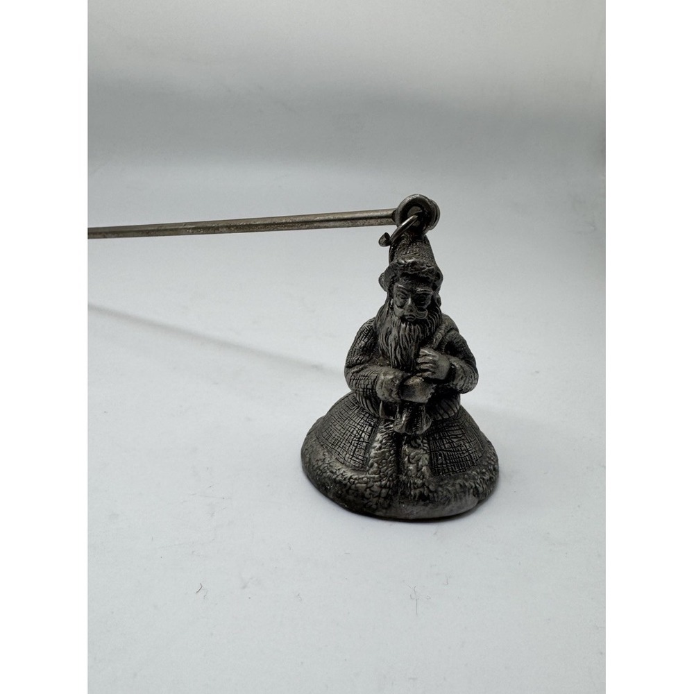 Vintage Christmas Santa Candle Snuffer Old World St Nick Pewter